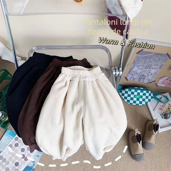 Pantaloni pentru copii din Corduroy, harém, talie medie cu elastic, peste 95% poliester, finisaj moale