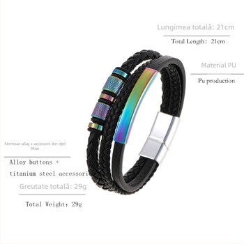 Brățară din piele pentru bărbați - Cortical; Electroplacare; Hanjia; Unisex, Punk; Formă geometrică (Material: Cortical; Proces: Electroplacare; Brand: Hanjia; Stil: Unisex, Punk; Formă: Geometrică)