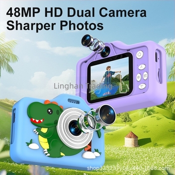 Ac02 Cameră digitală mică pentru copii cu cameră duală, ecran LCD 2.0 inch, TF card, 4800–9600 pixeli, corp ABS+TPU, autonomie baterie 1–3 zile