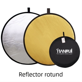 Reflector cinci în unu, cu două fețe, pliabil și portabil pentru fotografie profesională, rotund, din țesătură reflectorizantă.