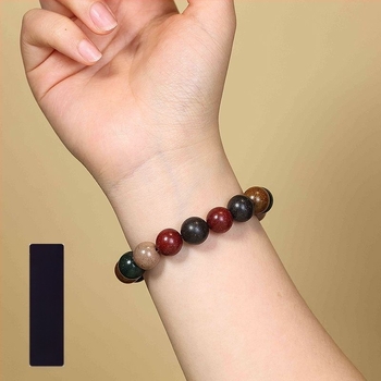 Brățară din mărgele de tămâie, unisex, cinci elemente, stil chinezesc nou, formă circulară, realizată mecanic, 19 bucăți