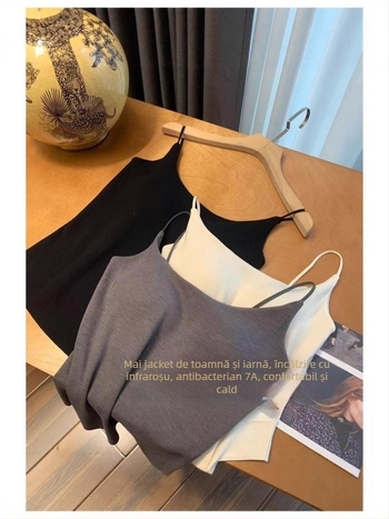Top camisole cu cup fix, fără cusături, bretele subțiri, căptușeală plufoasă pentru confort de tip nor, model G110904