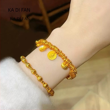 Brățară unisex din cupru placat cu aur, design geometric, stil etnic, placare electroplatină, origine: Lianyungang