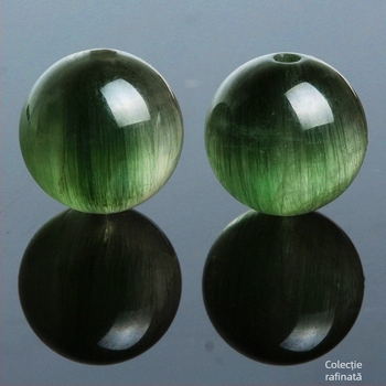 Brățară unisex din cristale, mărgele verzi Hair Crystal cu mărgele spacer, accente din blană de iepure verde