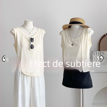 Camisolă cu bretele în formă de os de pește, croială lejeră, femei adulte, poliester cu spandex, micro-elastic, bretele duble, stil casual japonez-coreean, primăvară 2025