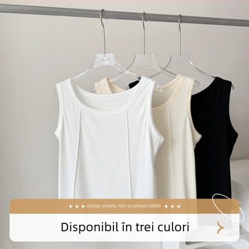 Camisolă cu bretele în formă de os de pește, croială lejeră, femei adulte, poliester cu spandex, micro-elastic, bretele duble, stil casual japonez-coreean, primăvară 2025