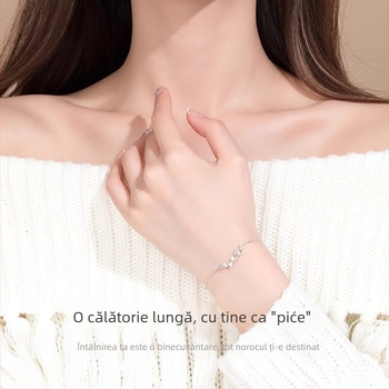 Brățară din argint cu frunză de Gingko pentru femei, argint S999 pur, model primăvară 2025, placare electroplată