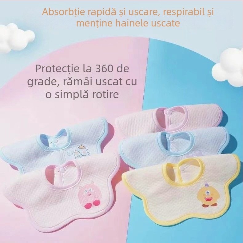 Bibs pentru bebeluși – Bumbac Eco, Bumbac Pur >95%, Impermeabil cu nasture, Unisex, pentru nou-născuți 0–1 an