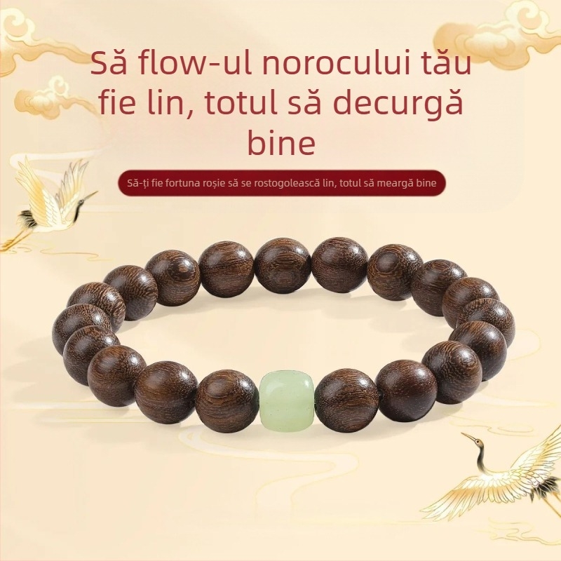 Brățară din Nanmu auriu, 108 mărgele, șnur simplu, pentru bărbați și femei