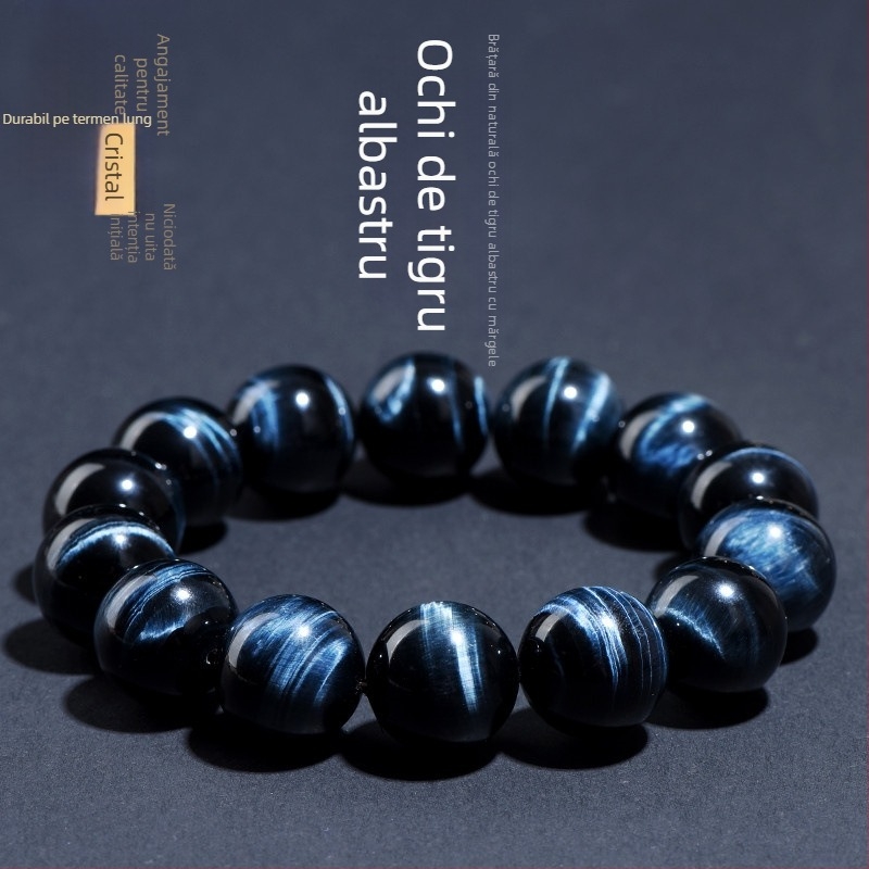 Brățară din piatră ochi de tigru JYA – mărgele geometrice lustruite, unisex