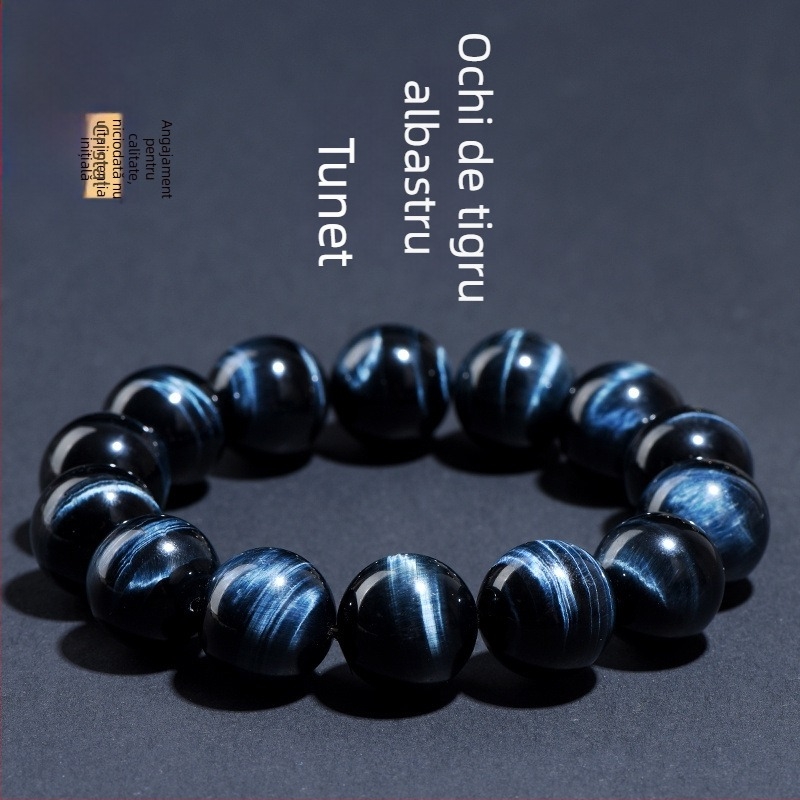 Brățară din piatră ochi de tigru JYA – mărgele geometrice lustruite, unisex