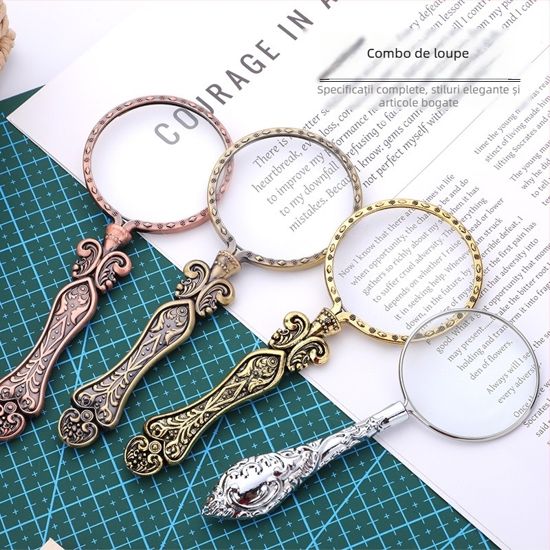 Lupă de mărire retro cu lentilă de înaltă definiție, portabilă, de mână, pentru lectură