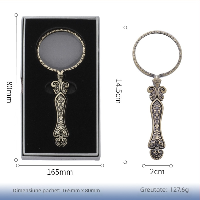 Lupă de mărire retro cu lentilă de înaltă definiție, portabilă, de mână, pentru lectură