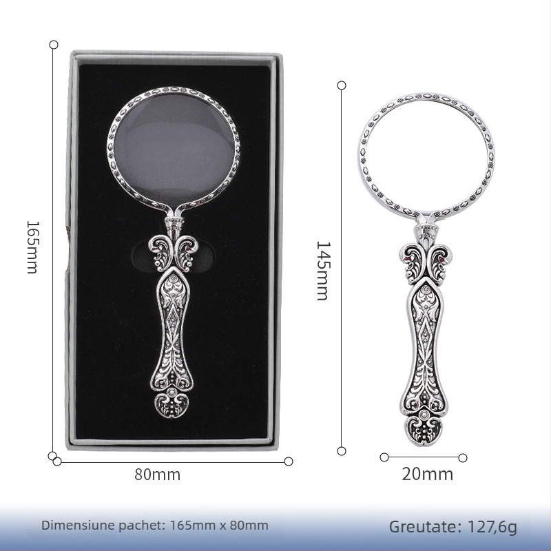 Lupă de mărire retro cu lentilă de înaltă definiție, portabilă, de mână, pentru lectură