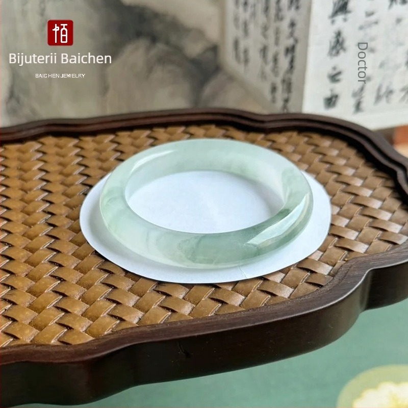 Brățară din jad cu bandă plată • Baichen Jewelry • șlefuire și lustruire • stil proaspăt și dulce