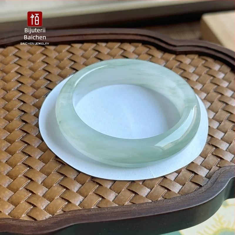 Brățară din jad cu bandă plată • Baichen Jewelry • șlefuire și lustruire • stil proaspăt și dulce