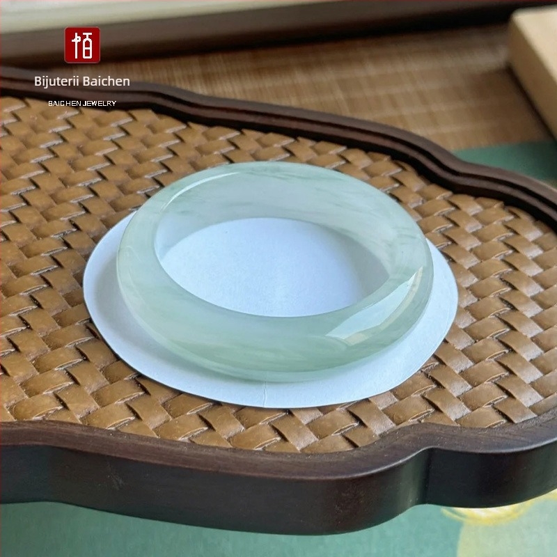 Brățară din jad cu bandă plată • Baichen Jewelry • șlefuire și lustruire • stil proaspăt și dulce