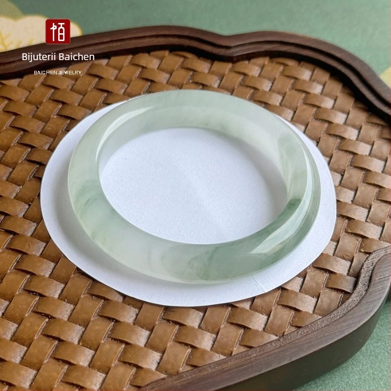 Brățară din jad cu bandă plată • Baichen Jewelry • șlefuire și lustruire • stil proaspăt și dulce