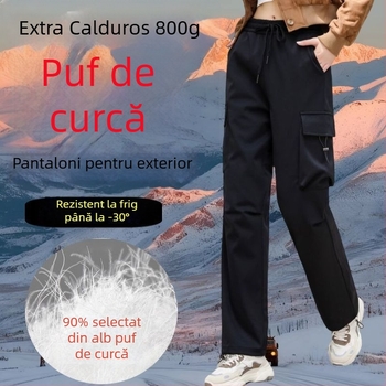 Pantaloni de schi pentru femei, cu umplutură din pană de gâscă — impermeabili, rezistenți la vânt, calzi