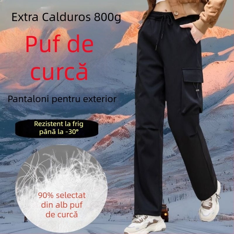 Pantaloni de schi pentru femei, cu umplutură din pană de gâscă — impermeabili, rezistenți la vânt, calzi