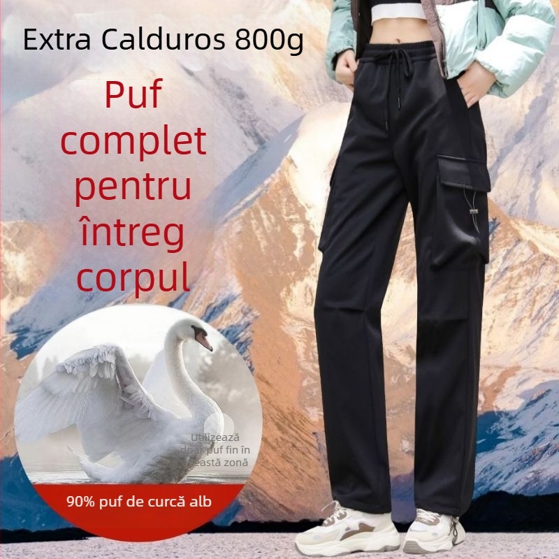 Pantaloni de schi pentru femei, cu umplutură din pană de gâscă — impermeabili, rezistenți la vânt, calzi