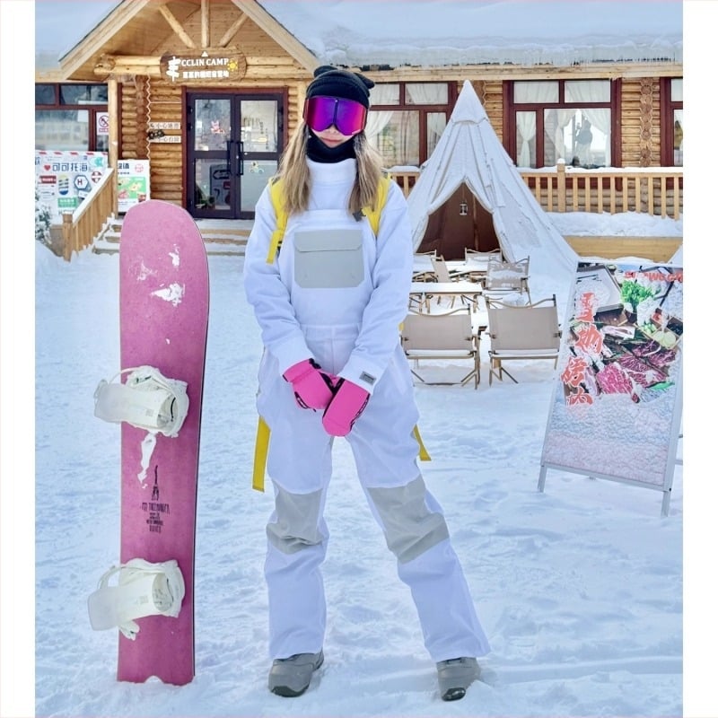 Pantaloni de snowboard cu bretele pentru femei, impermeabili, rezistenți la vânt, respirabili, călduroși; set jachetă și pulover pentru bărbați și femei