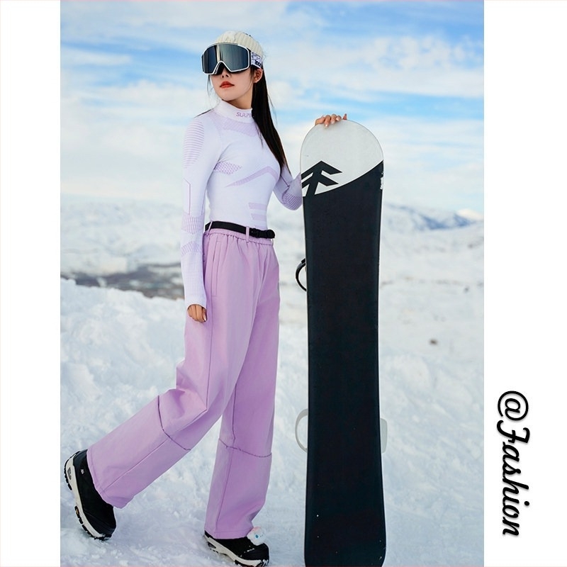 Pantaloni de schi impermeabili, căptușiți cu catifea din lână yak, calzi pentru exterior – Sleccter