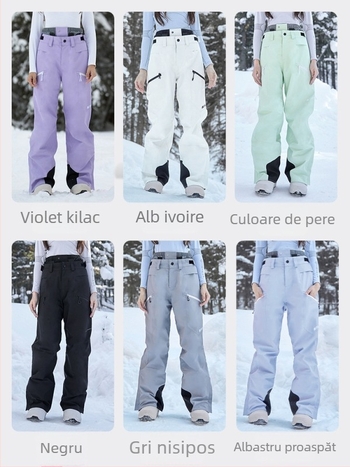 Pantaloni de schi outdoor, din poliester, impermeabili, rezistenți la frig și respirabili