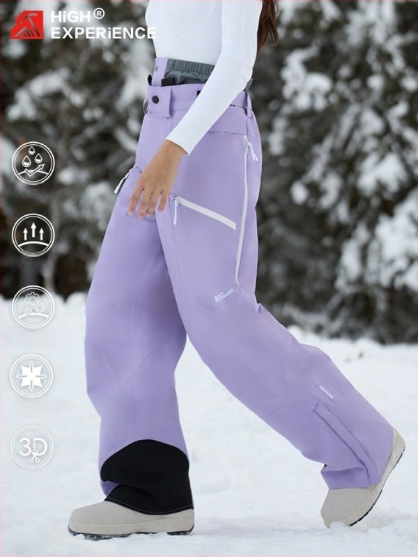 Pantaloni de schi outdoor, din poliester, impermeabili, rezistenți la frig și respirabili