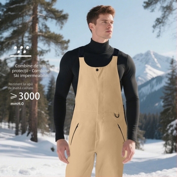 Pantaloni de schi cu bretele - impermeabili, respirabili, rezistenți la vânt, heattech tehnologie, țesătură poliester