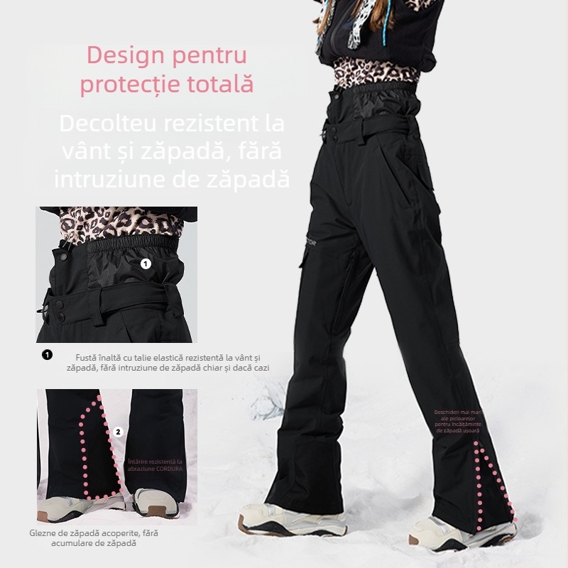 Vector pantaloni de schi exteriori impermeabili și călduroși pentru femei și bărbați, pentru snowboarding, schi și drumeții, cu umplutură din fibră de poliester