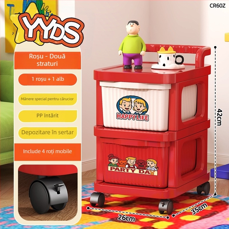 Dulap de depozitare lângă pat cu 4 rafturi, material PP, mobil, stil minimalist modern