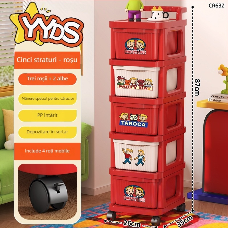 Dulap de depozitare lângă pat cu 4 rafturi, material PP, mobil, stil minimalist modern