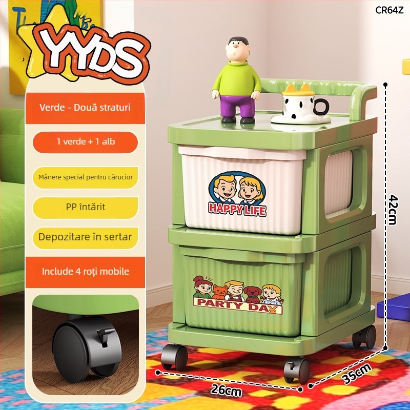 Dulap de depozitare lângă pat cu 4 rafturi, material PP, mobil, stil minimalist modern