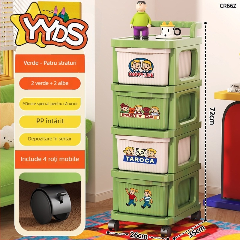 Dulap de depozitare lângă pat cu 4 rafturi, material PP, mobil, stil minimalist modern