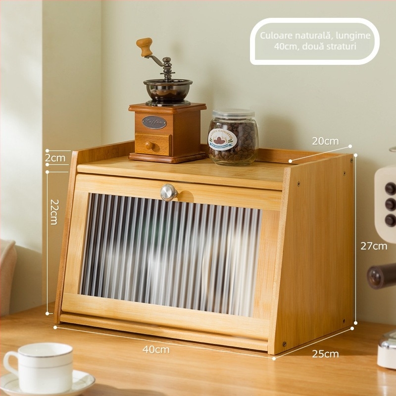 Cutie de depozitare de birou cu capac, acrilic, în dungi, capacitate 60 L, design modern și simplu