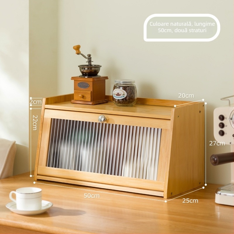 Cutie de depozitare de birou cu capac, acrilic, în dungi, capacitate 60 L, design modern și simplu