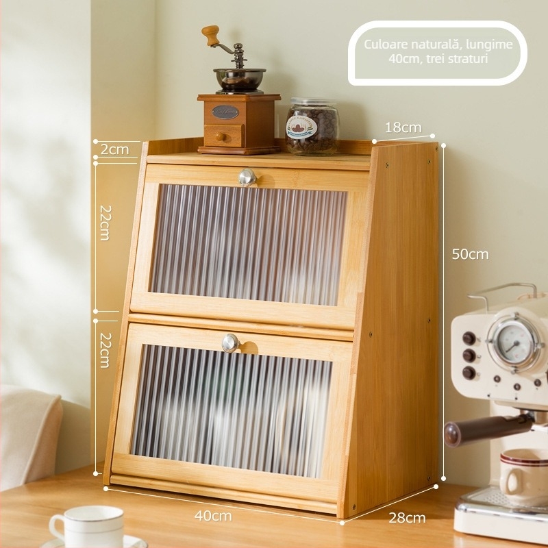 Cutie de depozitare de birou cu capac, acrilic, în dungi, capacitate 60 L, design modern și simplu