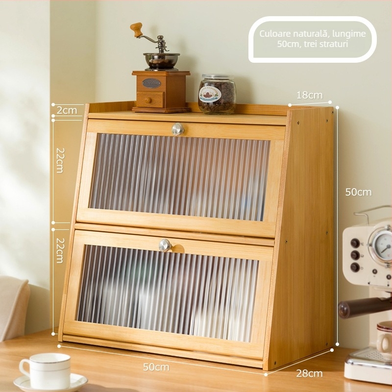 Cutie de depozitare de birou cu capac, acrilic, în dungi, capacitate 60 L, design modern și simplu