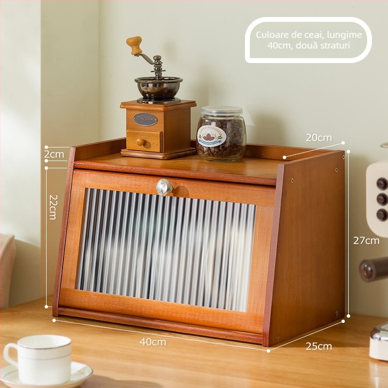 Cutie de depozitare de birou cu capac, acrilic, în dungi, capacitate 60 L, design modern și simplu