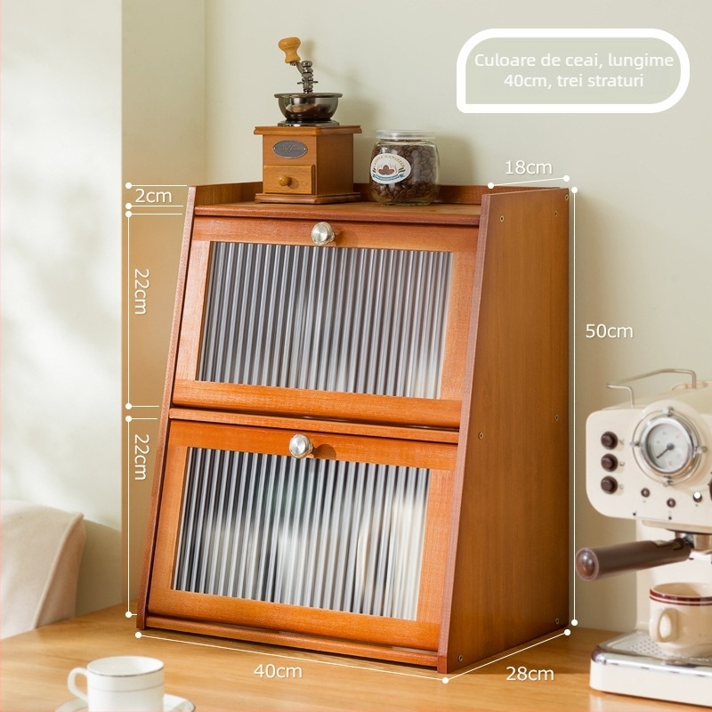 Cutie de depozitare de birou cu capac, acrilic, în dungi, capacitate 60 L, design modern și simplu