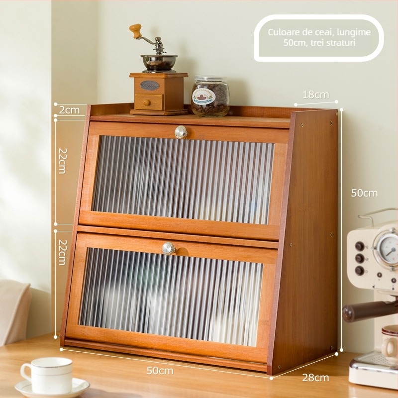 Cutie de depozitare de birou cu capac, acrilic, în dungi, capacitate 60 L, design modern și simplu