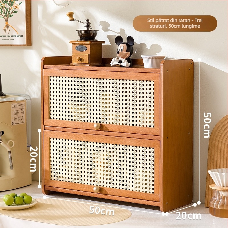 Cutie de depozitare de birou cu capac, acrilic, în dungi, capacitate 60 L, design modern și simplu