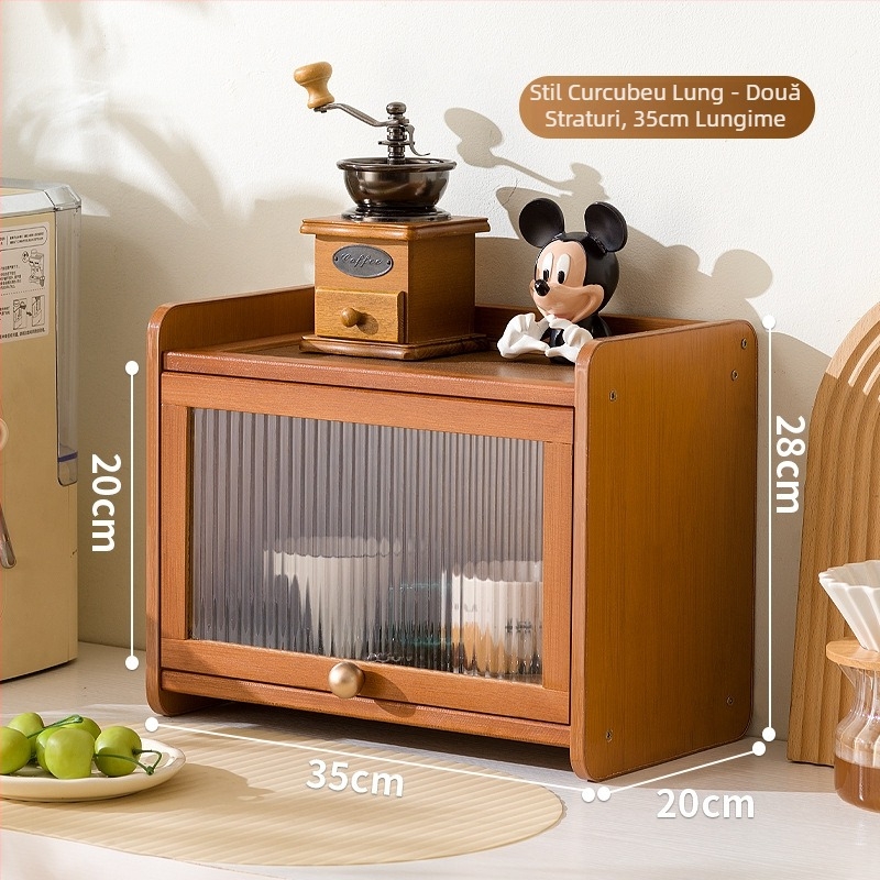 Cutie de depozitare de birou cu capac, acrilic, în dungi, capacitate 60 L, design modern și simplu