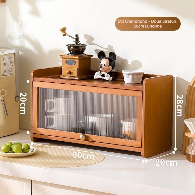 Cutie de depozitare de birou cu capac, acrilic, în dungi, capacitate 60 L, design modern și simplu