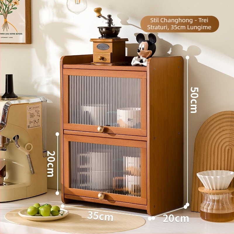 Cutie de depozitare de birou cu capac, acrilic, în dungi, capacitate 60 L, design modern și simplu