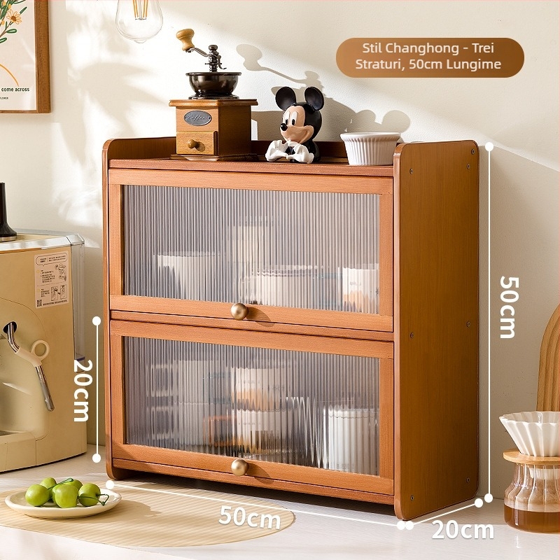 Cutie de depozitare de birou cu capac, acrilic, în dungi, capacitate 60 L, design modern și simplu