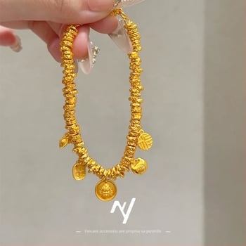 Bratara pentru femei din alamă, placare aur, împletire cu aspect animal, finisaj electroplacat, Niyou Jewelry, stil simplu, retro literar, lansare toamnă 2025