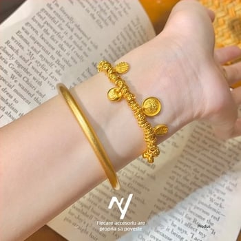 Bratara pentru femei din alamă, placare aur, împletire cu aspect animal, finisaj electroplacat, Niyou Jewelry, stil simplu, retro literar, lansare toamnă 2025