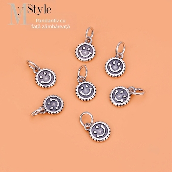 Accesorii pentru bijuterii DIY - Argint 925 - electroplacare - pandant cu zambet, stil literar retro